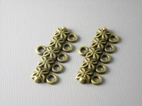 Five Strand Separator Bar Connectors, Antique Bronze Plated, 25mmx12mm - 6 pieces