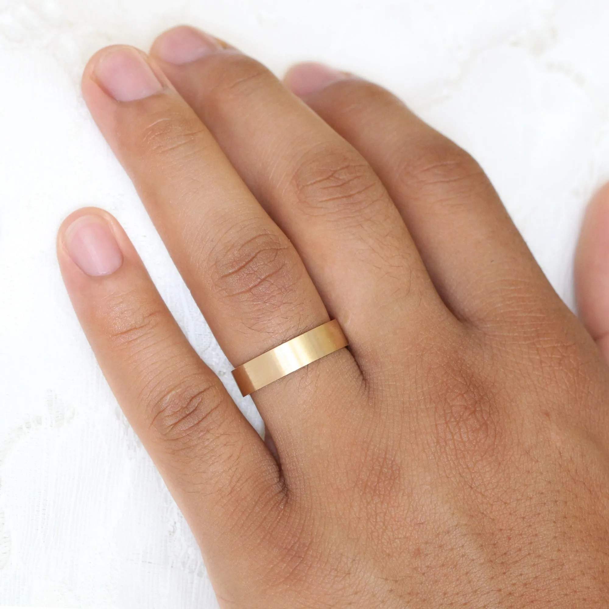Flat Matte Wedding Band 6mm in Rose Gold Men’s Comfort Fit Ring