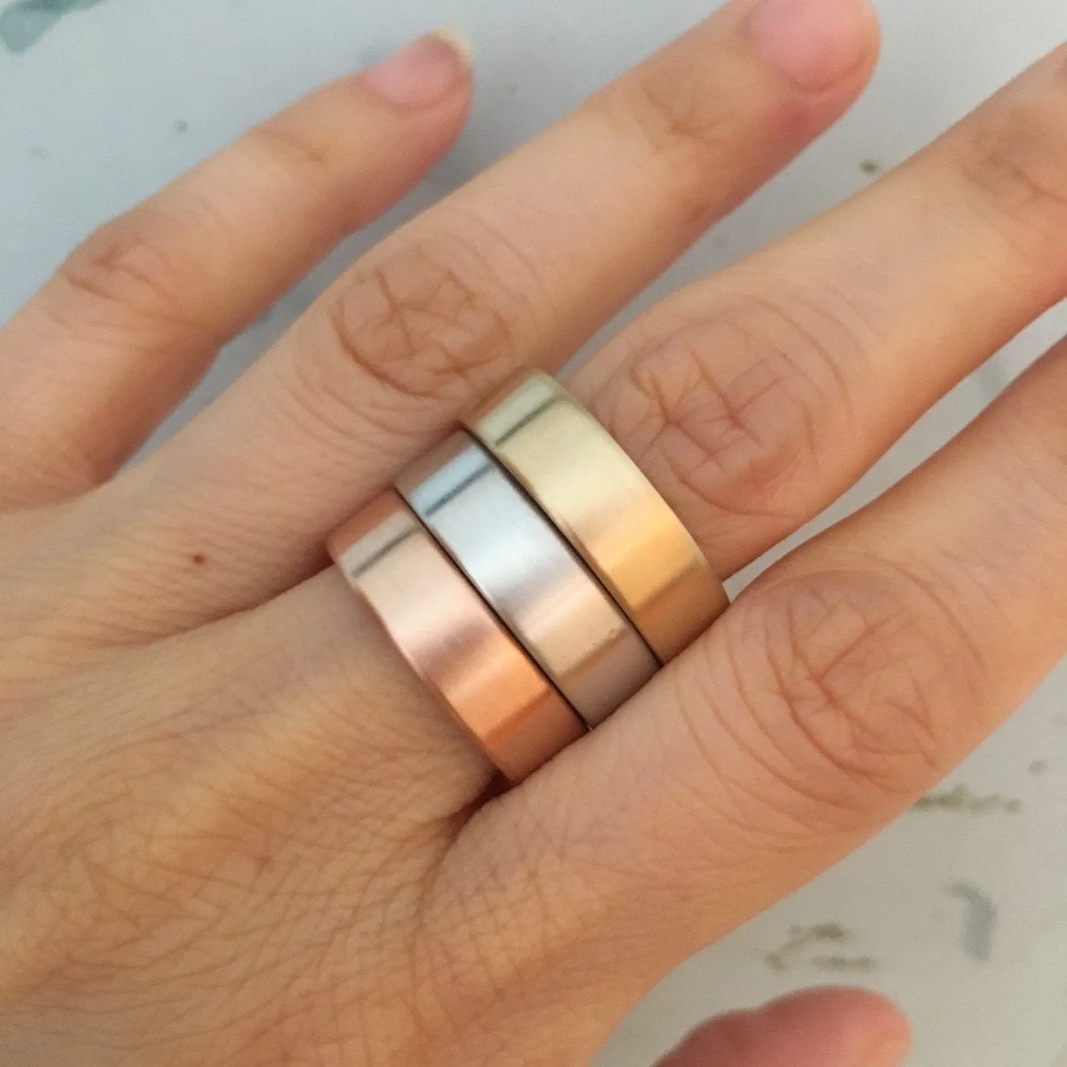 Flat Matte Wedding Band 6mm in Rose Gold Men’s Comfort Fit Ring