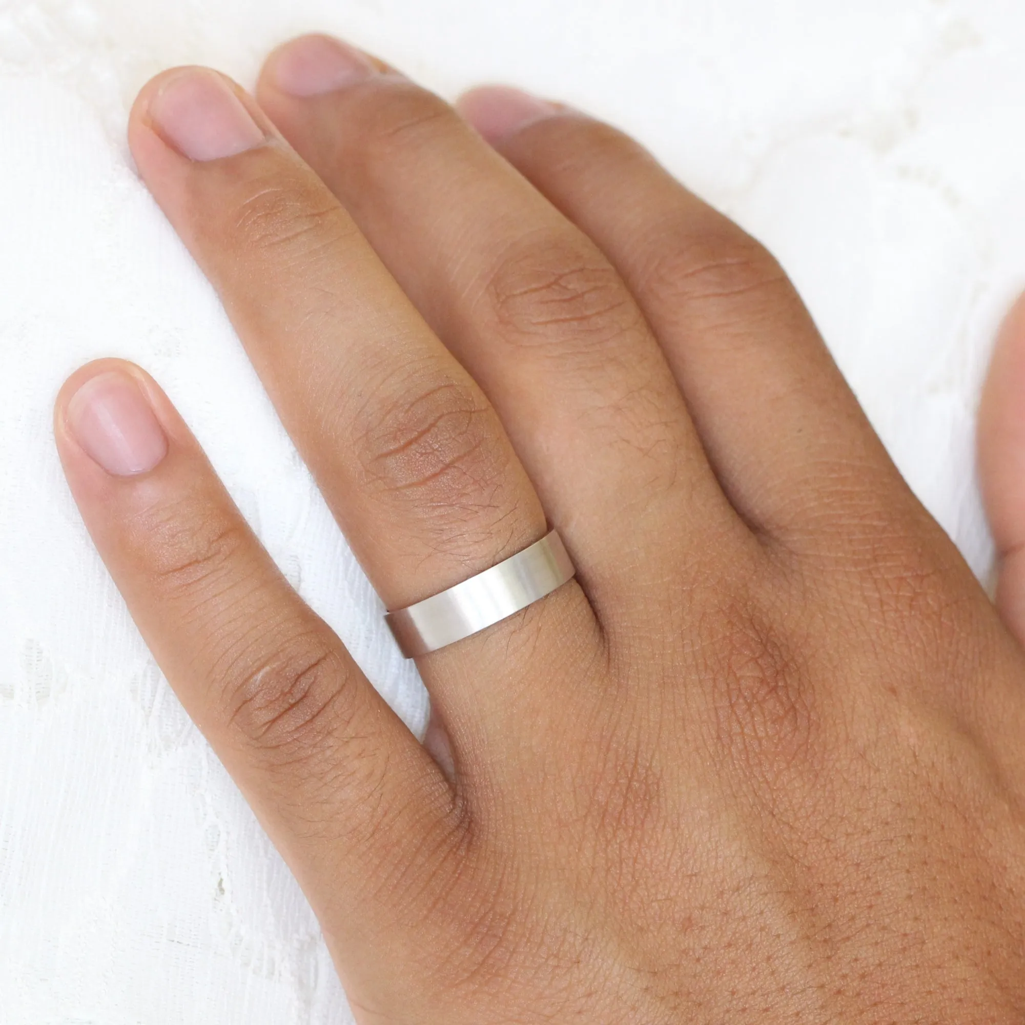 Flat Matte Wedding Band 6mm in Rose Gold Men’s Comfort Fit Ring