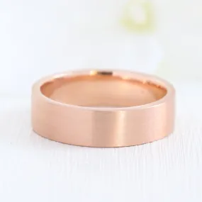 Flat Matte Wedding Band 6mm in Rose Gold Men’s Comfort Fit Ring
