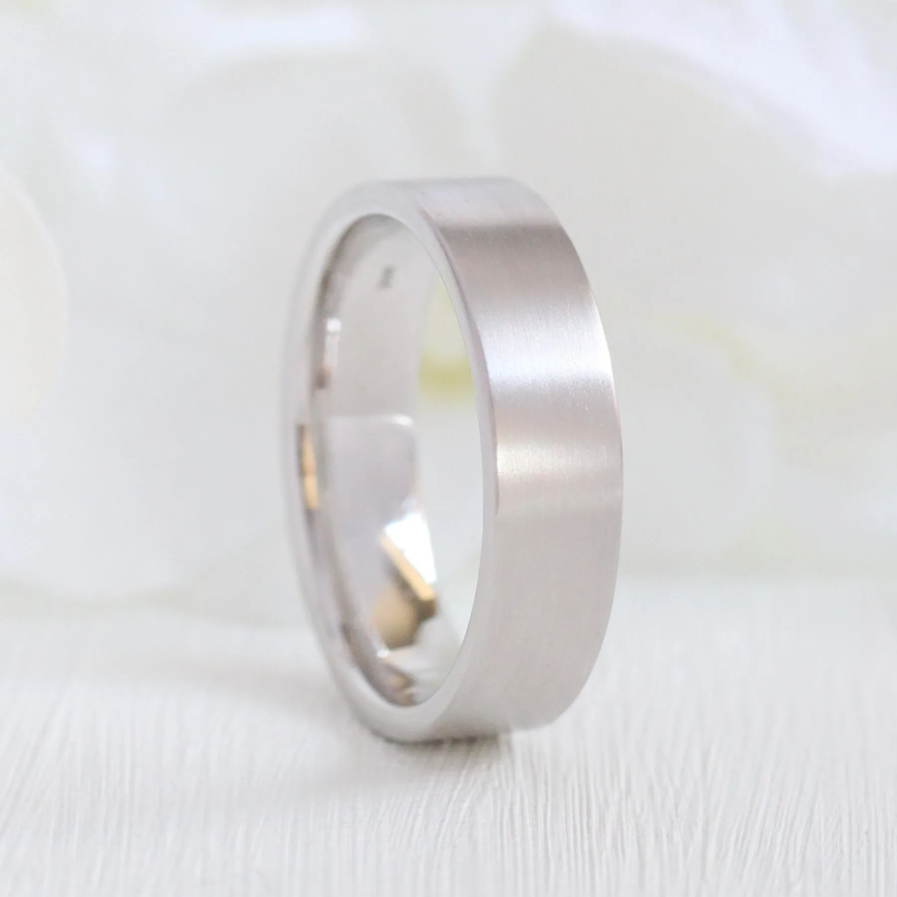 Flat Matte Wedding Band 6mm in Rose Gold Men’s Comfort Fit Ring