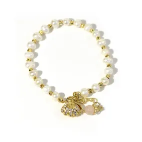 Fortune's Favor Sterling Silver Bracelet with Freshwater Pearl Shell Pendant