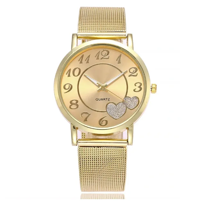 Glittery Hearts Ladies Mesh Band Watch