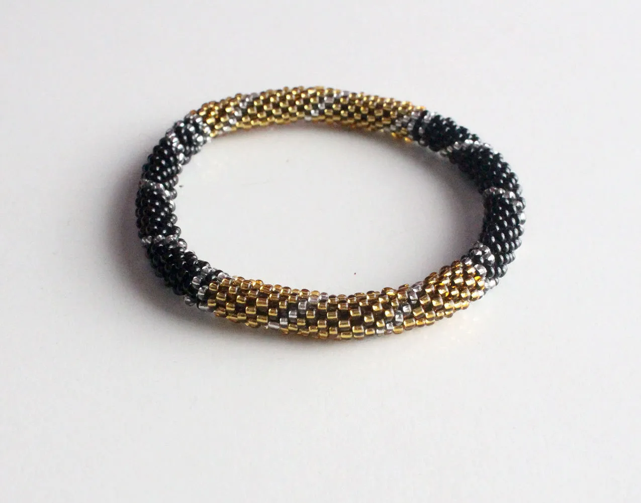 Gold Black Roll On Bracelet