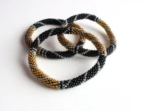 Gold Black Roll On Bracelet