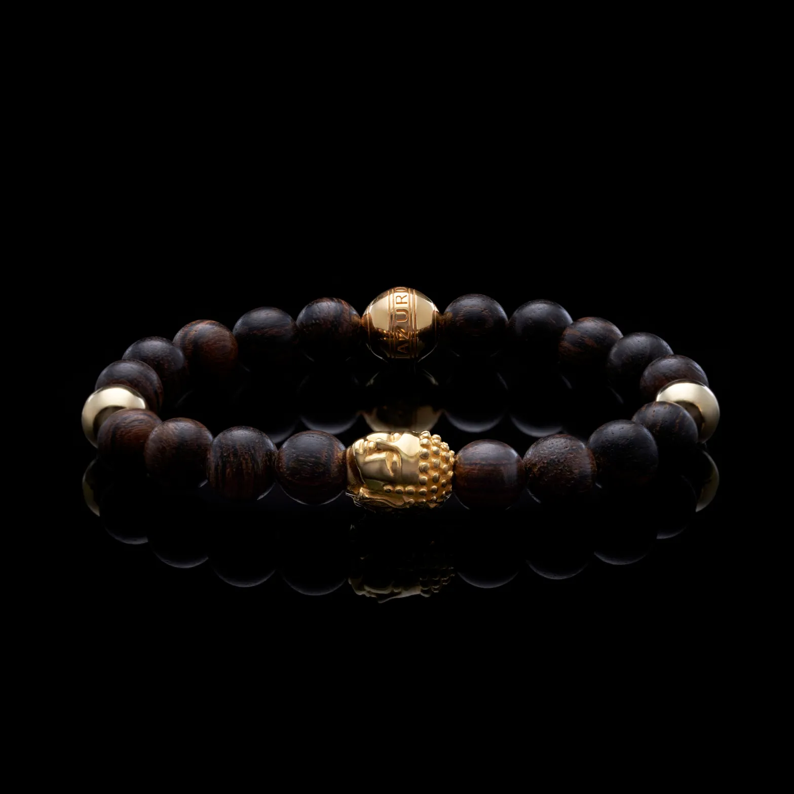 Gold Buddha Bracelet with Wood Crystal