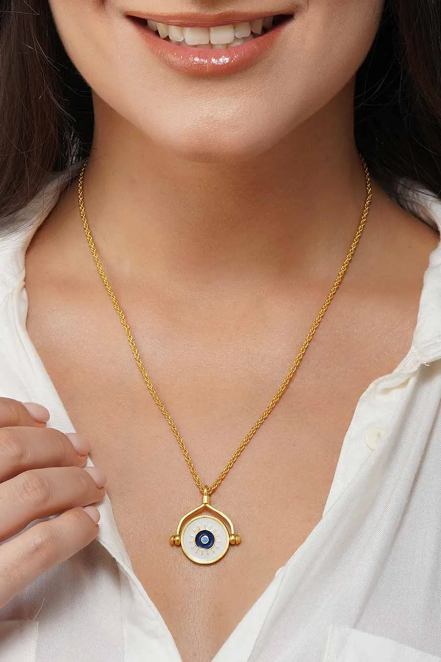 Gold Plated Evil Eye and Hamsa Hand Pendant Necklace