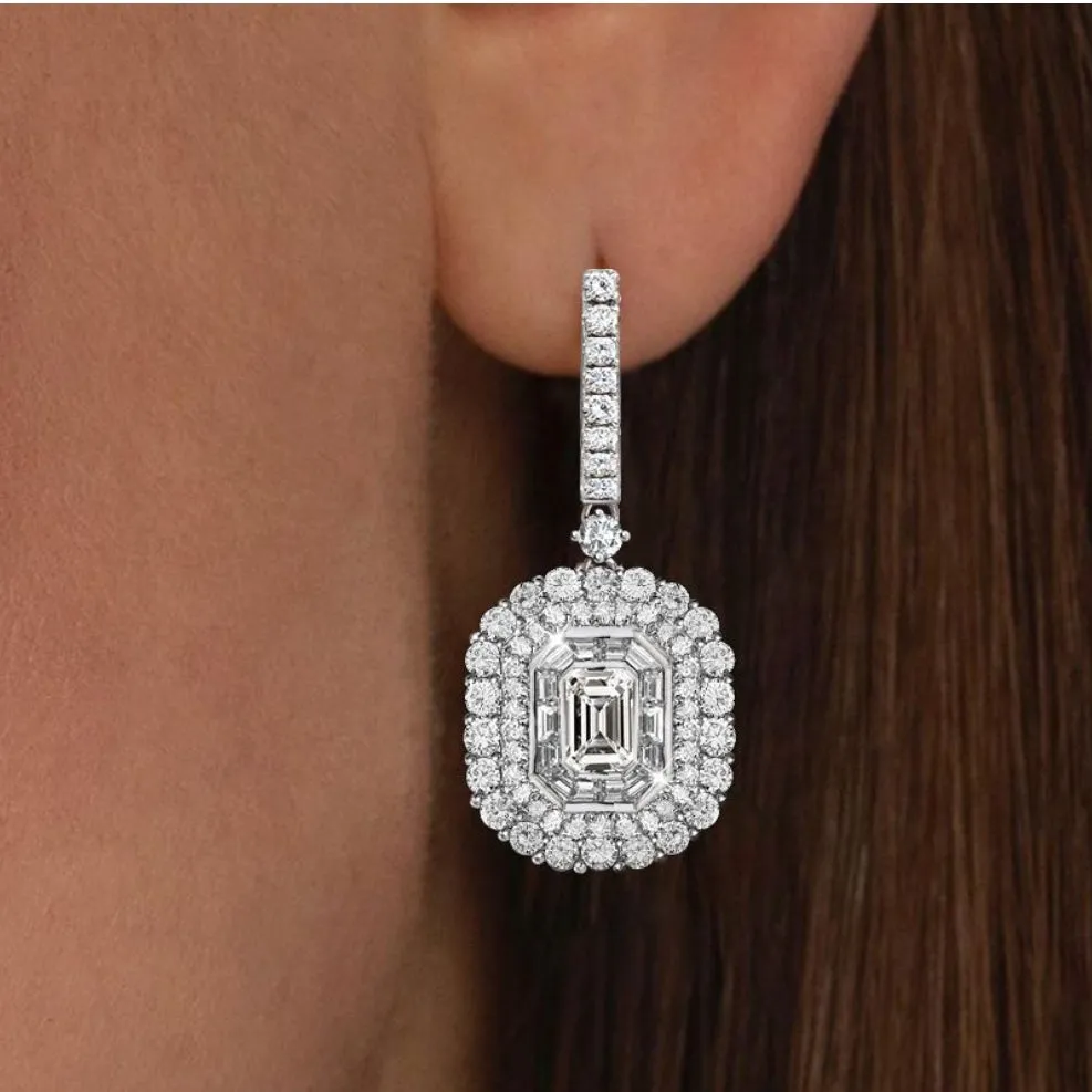 Group order emerald bezel halo 10k gold earrings