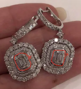 Group order emerald bezel halo 10k gold earrings