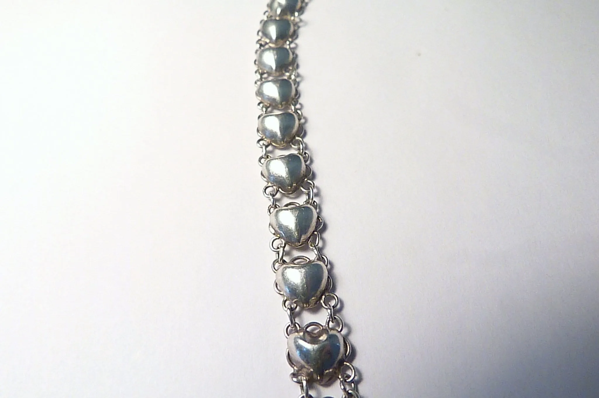 Hallmarked silver wedding bracelet 1960s hearts charm bracelet