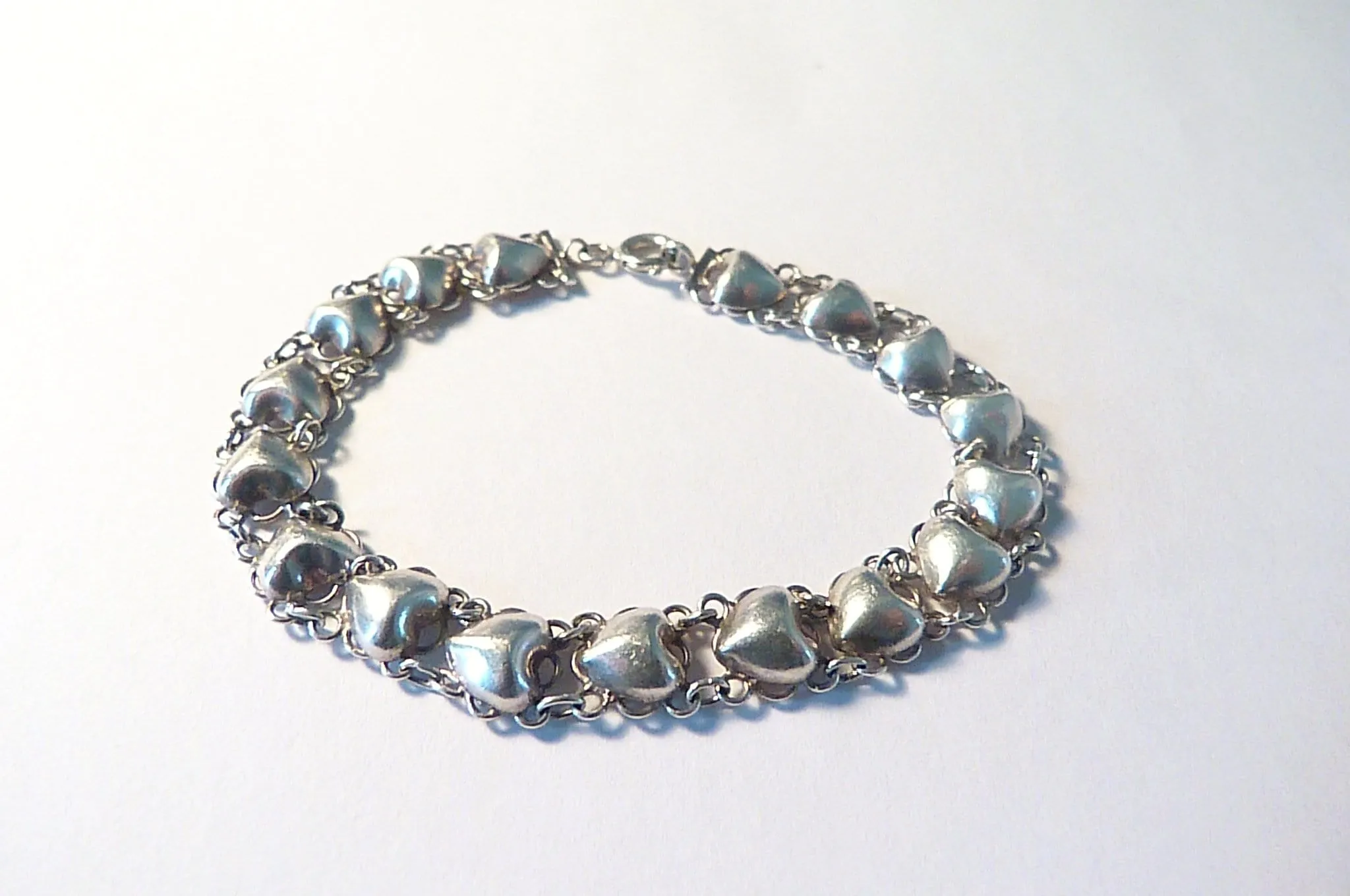 Hallmarked silver wedding bracelet 1960s hearts charm bracelet