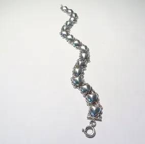 Hallmarked silver wedding bracelet 1960s hearts charm bracelet