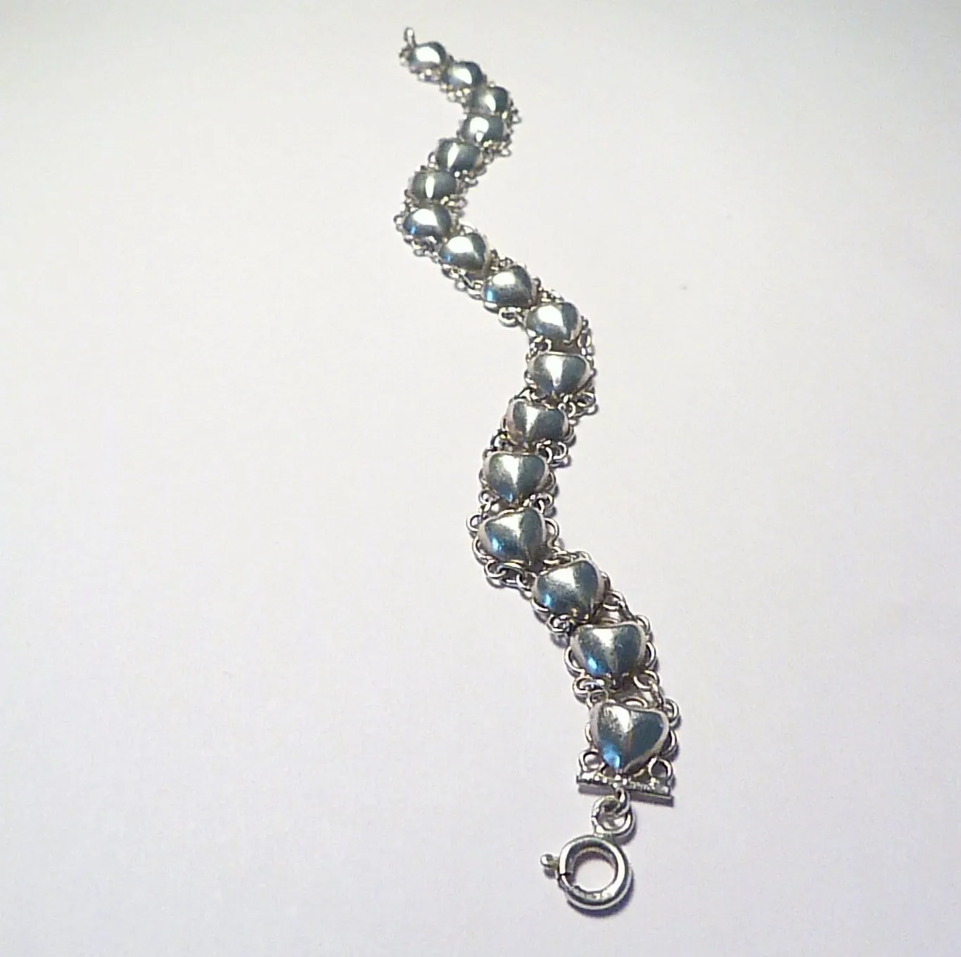 Hallmarked silver wedding bracelet 1960s hearts charm bracelet