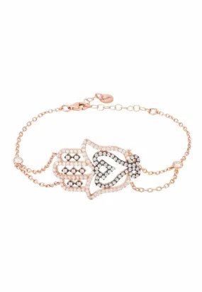 Hamsa Large Hand Of Fatima Bracelet Rosegold Oxidised