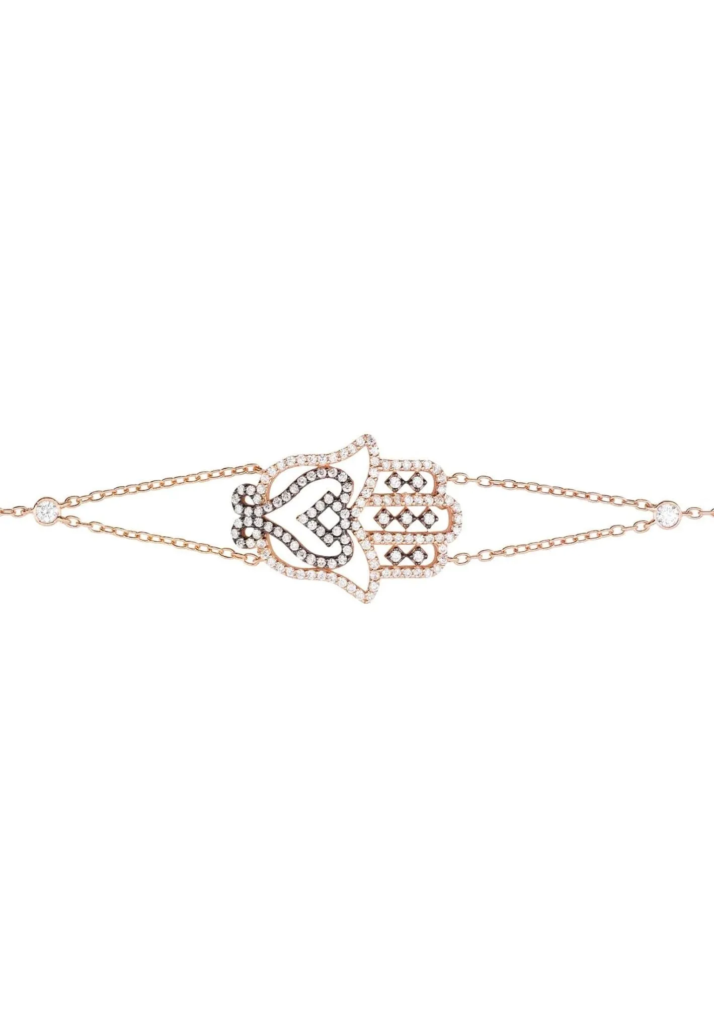 Hamsa Large Hand Of Fatima Bracelet Rosegold Oxidised