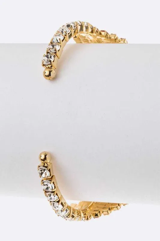 Heart Rhinestone USA Flag Cuff Bracelet