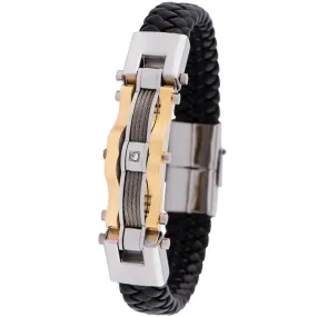 Invicta Men's Bracelet - Elements Titanium/Leather Black and Gold | 35406