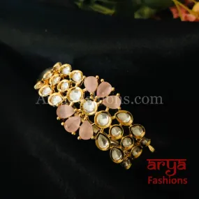 Jinisha Pink Jadau Kundan Bracelet / Rajwadi Kundan Bracelet