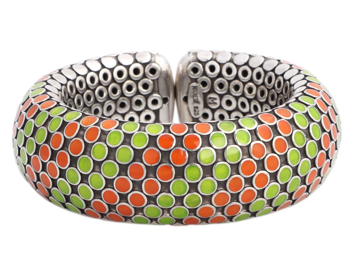 John Hardy Sterling Silver Enamel Dots Flex Bracelet