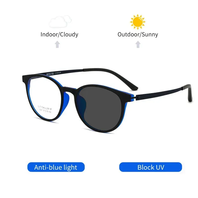 Kocolior Unisex Full Rim Round Tr 90 Titanium Hyperopic Reading Glasses 23091
