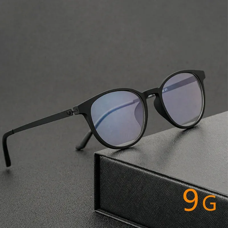 Kocolior Unisex Full Rim Round Tr 90 Titanium Hyperopic Reading Glasses 23091