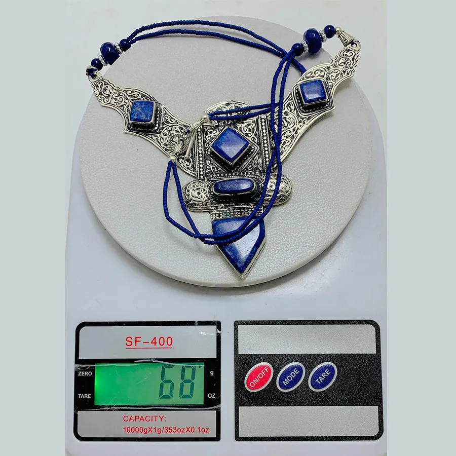 Lapis Lazui Nepalese Triangular Pendant Necklace, NLNT-01