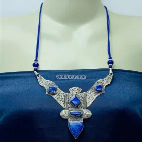 Lapis Lazui Nepalese Triangular Pendant Necklace, NLNT-01