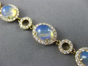 LARGE 11.99CT DIAMOND & AAA OPAL 14KT YELLOW GOLD HALO FILIGREE TENNIS BRACELET