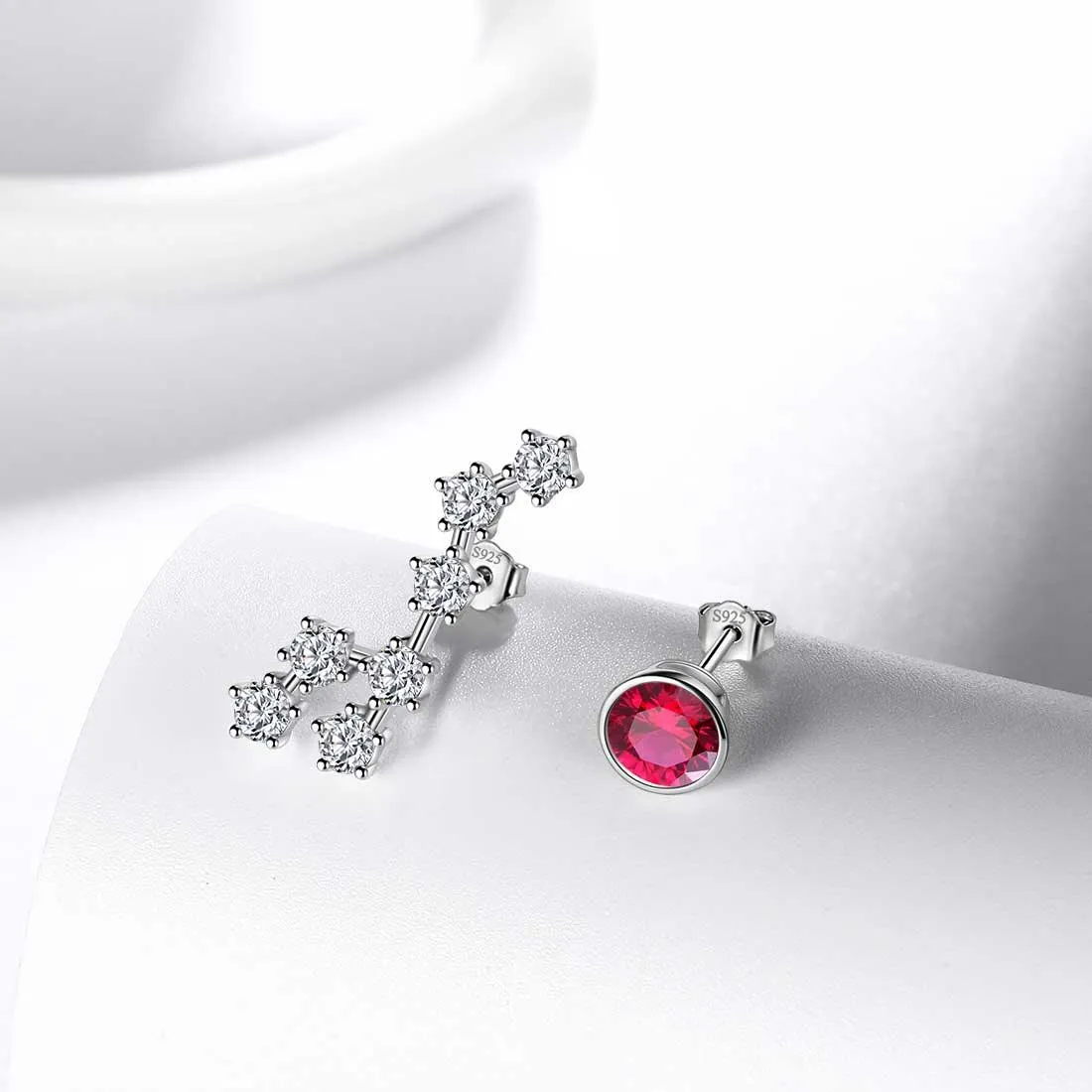 Leo Earrings July Birthstone Zodiac Studs Women Girls Jewelry Birthday Gift