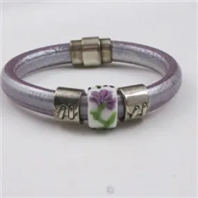 Lilac Regaliz Bracelet with Handmade Lampwork Focus