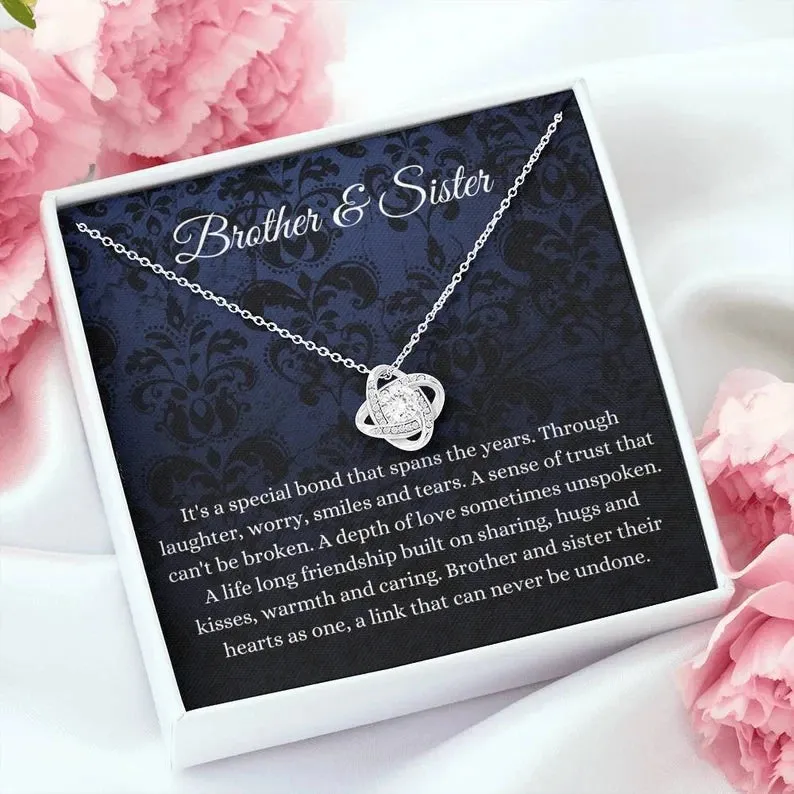 Love Knot, Brother And Sister Necklace Gift For Sister From Brother To Big Sister