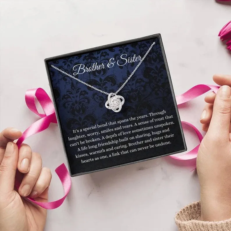 Love Knot, Brother And Sister Necklace Gift For Sister From Brother To Big Sister