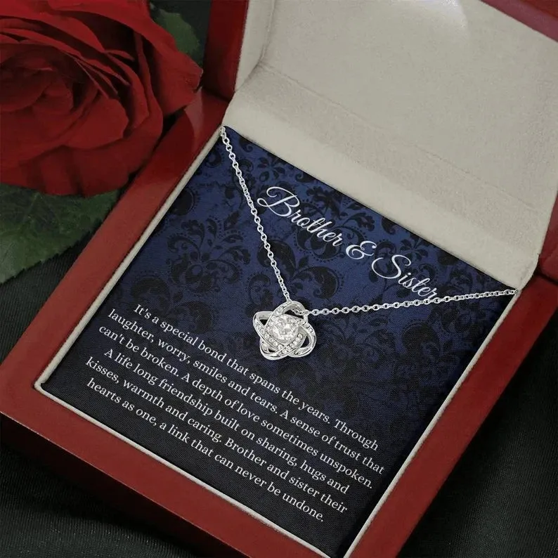 Love Knot, Brother And Sister Necklace Gift For Sister From Brother To Big Sister
