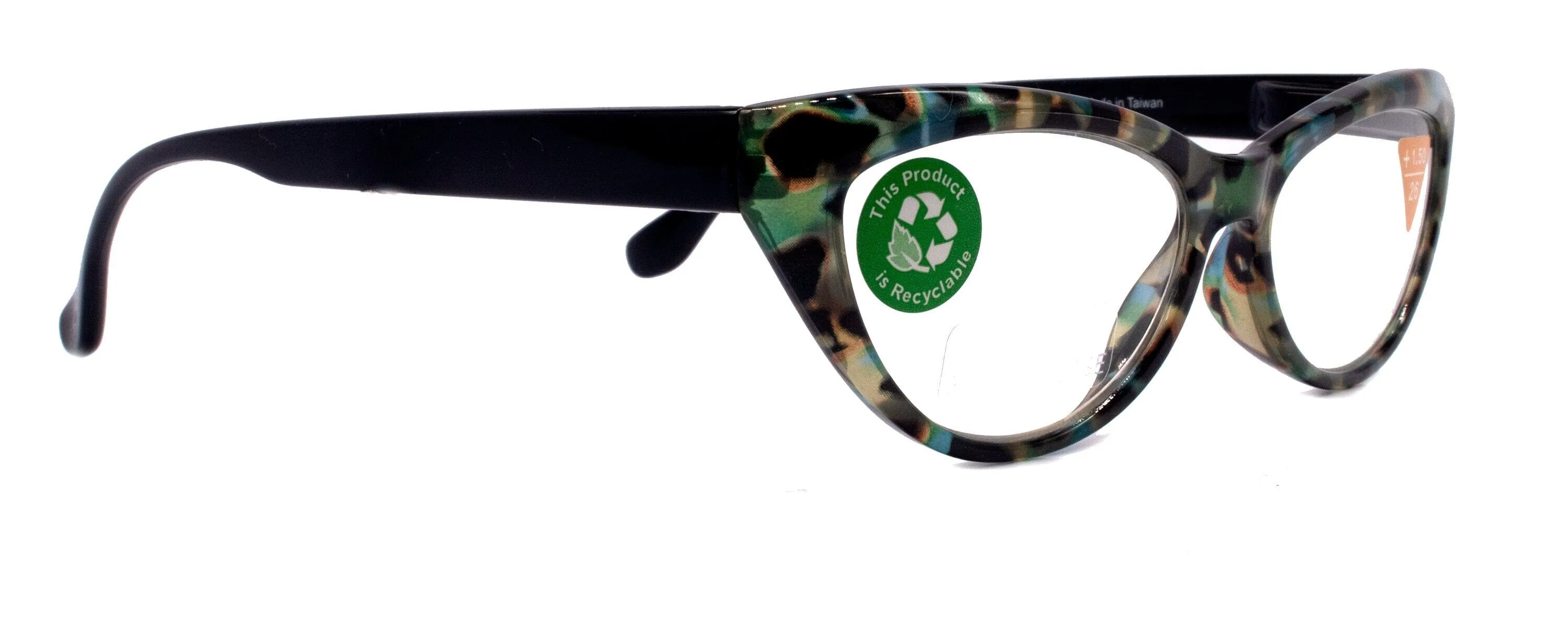 Lynx, (Premium) Reading Glass, High End Readers  1.25.. 3 Magnifying, Cat Eye optical Frame, Tortoise Shell (Brown, Green) NY Fifth Avenue