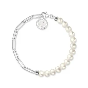 Member Charm Bracelet with White Pearls & Charmista Coin - Silver