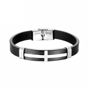 Men's Cross Bracelet <br> Silicone Silver
