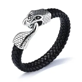 Men's Stainless Steel Snake Bracelet with Geometric Design & Electroplating - Durable Titanium Steel Jewelry