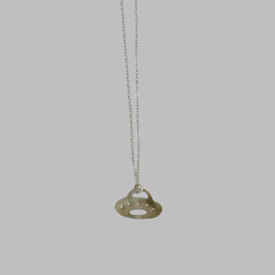 Mini UFO Layering Necklace; Outer Space Jewelry - Choose Your Metal