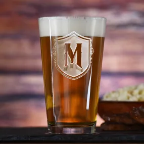 Monogrammed with Letter Engraved Pub Pilsner Glass
