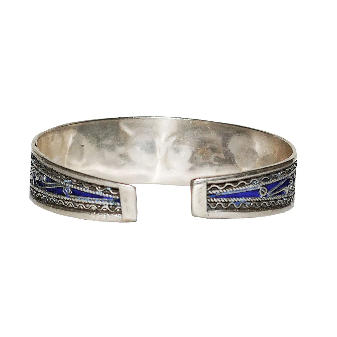 Moroccan Enameled Sterling Silver Bangle for her, BC00233