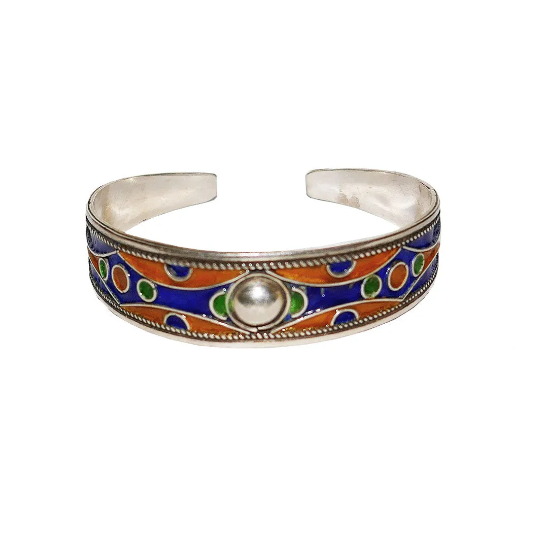 Moroccan Enameled Sterling Silver Bangle for her, BC00234