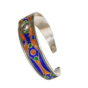 Moroccan Enameled Sterling Silver Bangle for her, BC00234