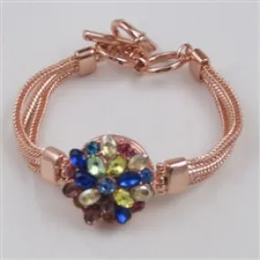 Multi-colored Crystal & Rose Gold Bangle Bracelet