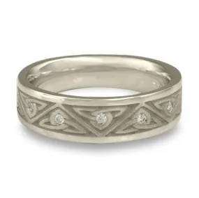 Narrow Trinity Knot With Diamonds Wedding Ring in Platinum