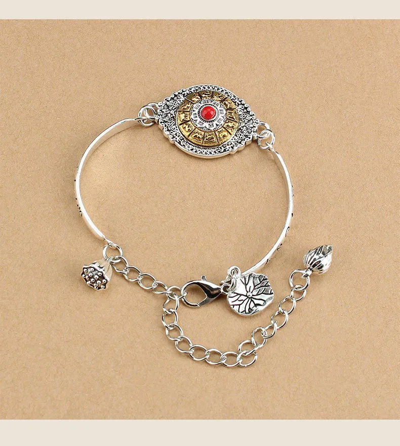 National Style The Eight Trigrams of Zodiac Sign Rotated The Six Character Mantra Bracelet
