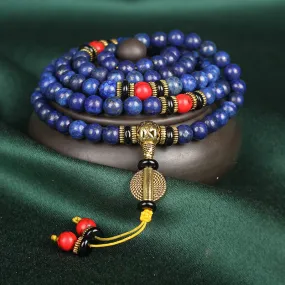 Natural Imperial Lapis Lazuli Mala Beads – 108 Bead Meditation Necklace
