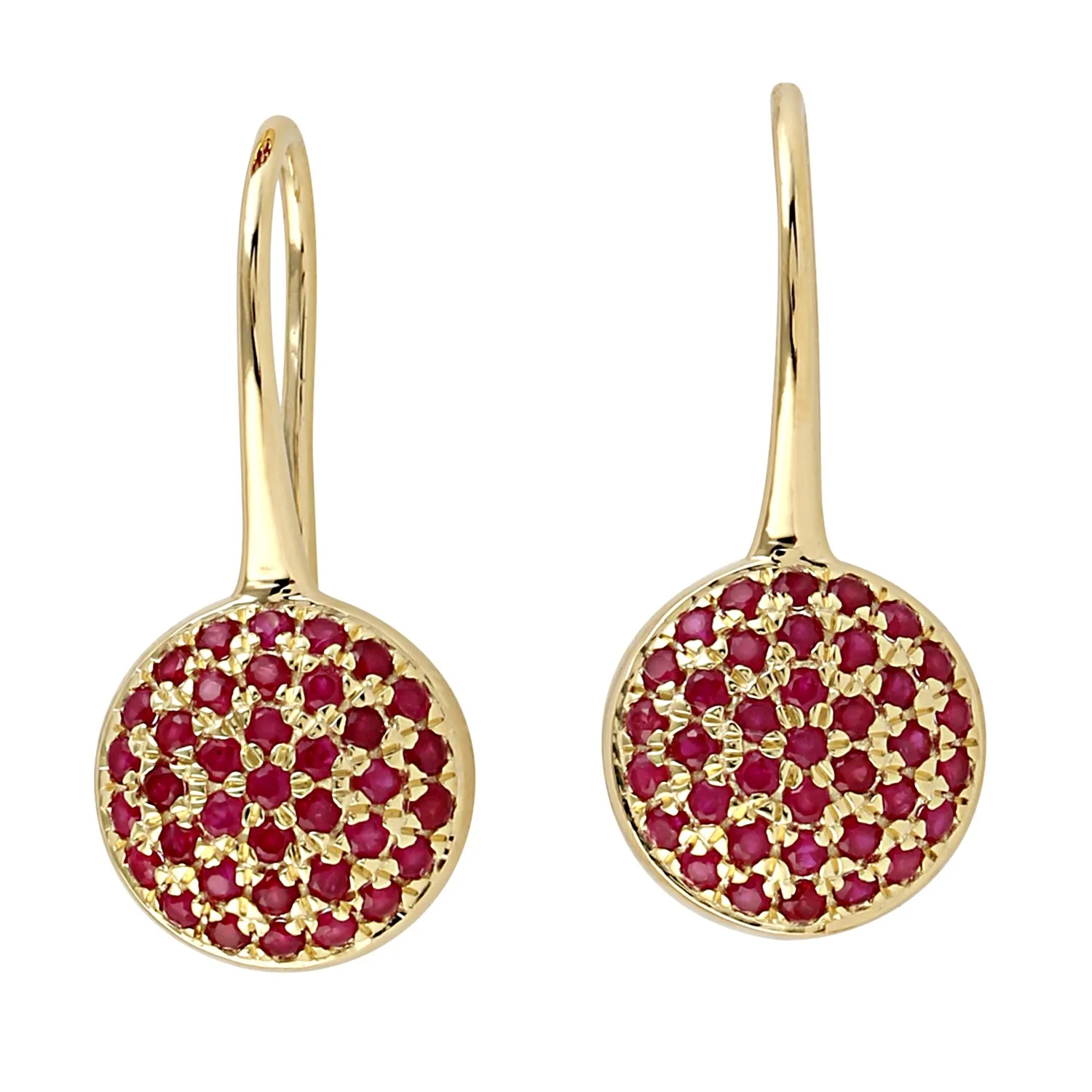 Natural Ruby Dangle Earrings 10k Yellow Gold Jewelry