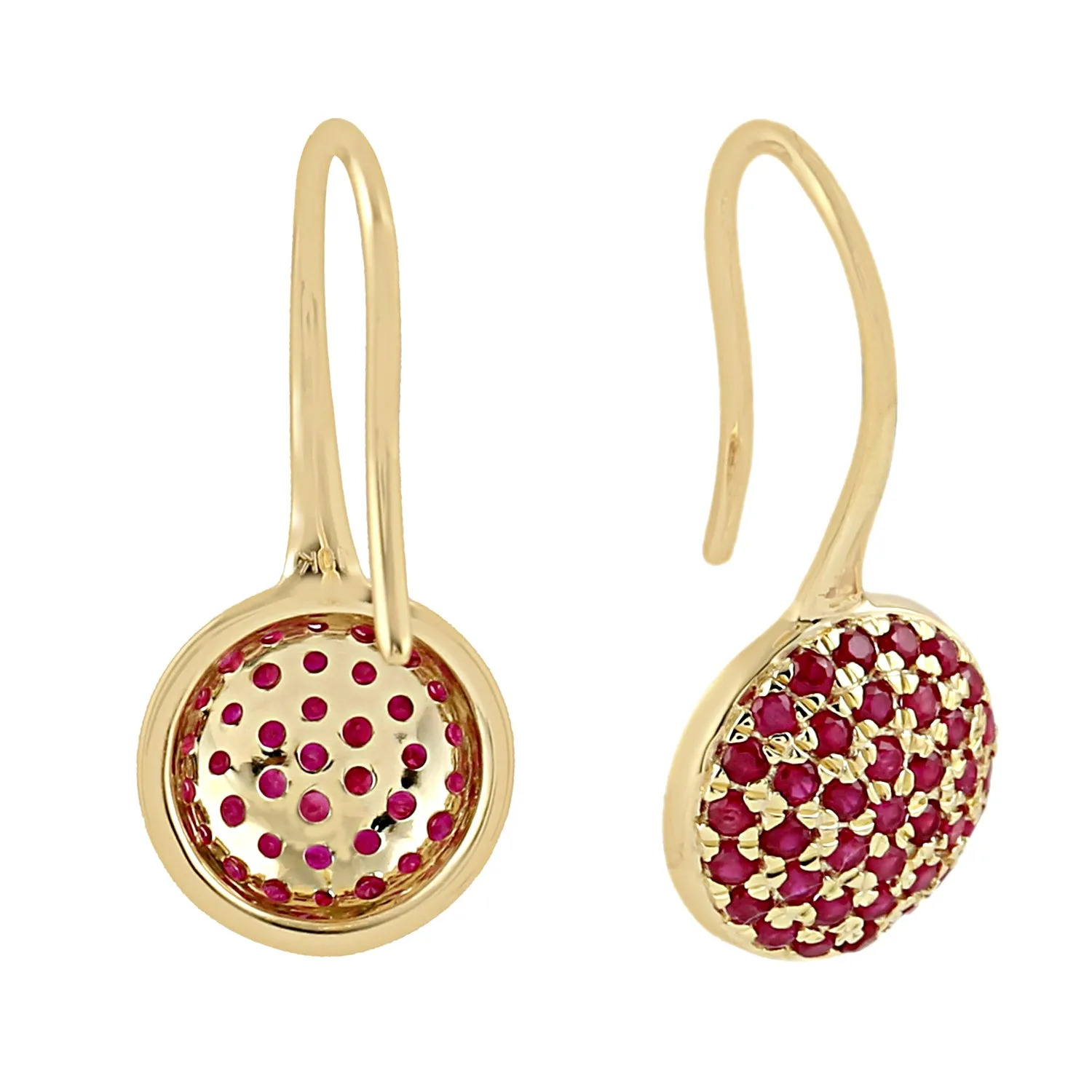 Natural Ruby Dangle Earrings 10k Yellow Gold Jewelry