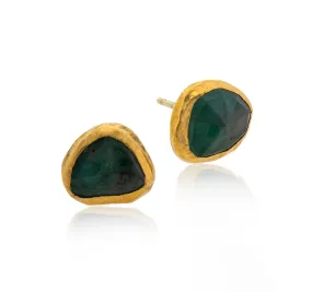 Nava Zahavi Yellow Gold Emerald Tri Earrings